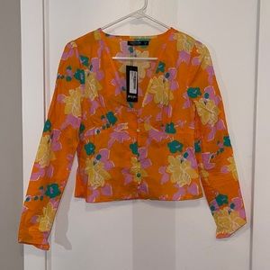 NWT Nasty Gal Deep-V Button Up Blouse - Size 2
